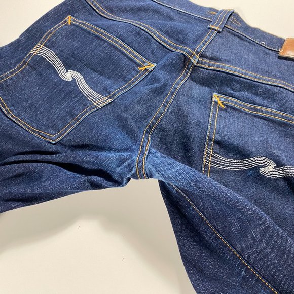 Nudie Jeans Thin Finn Org. Dry Ecru Embo slim fit Jeans mens size 32x32 - Picture 9 of 11